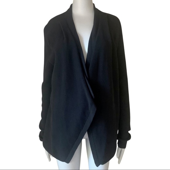 BROCHU WALKER Open Front Cardigan Textured Knit Loose Fit Dark Navy Blue Cotton - Picture 6 of 14